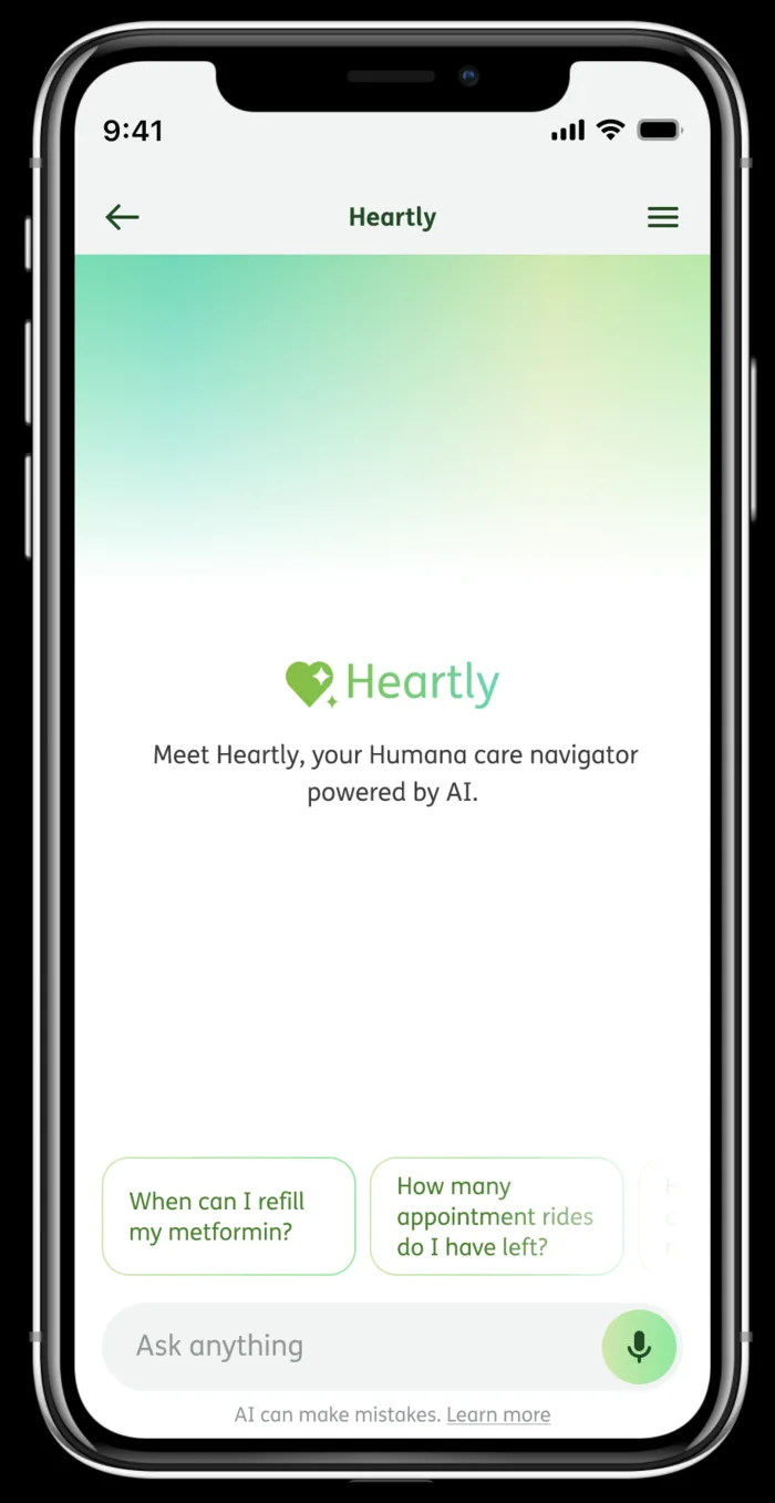 Member starting a benefits question in a conversational interface